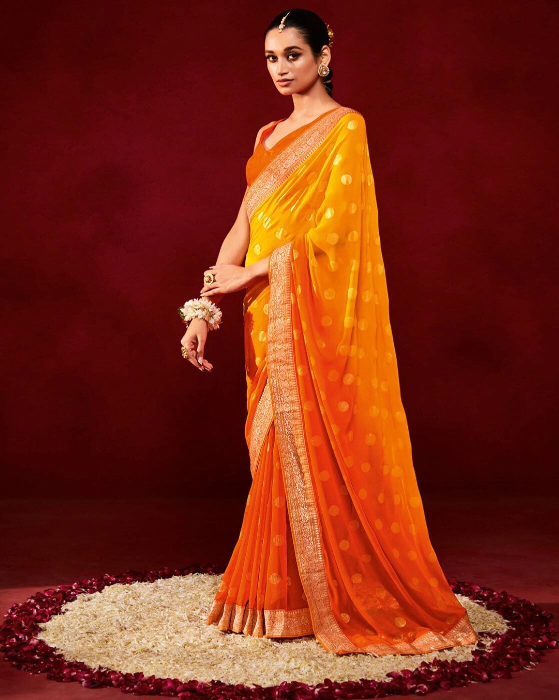 Orange & Cream Pure Kanchivaram Silk Saree | Sakhi Fashions – sakhifashions