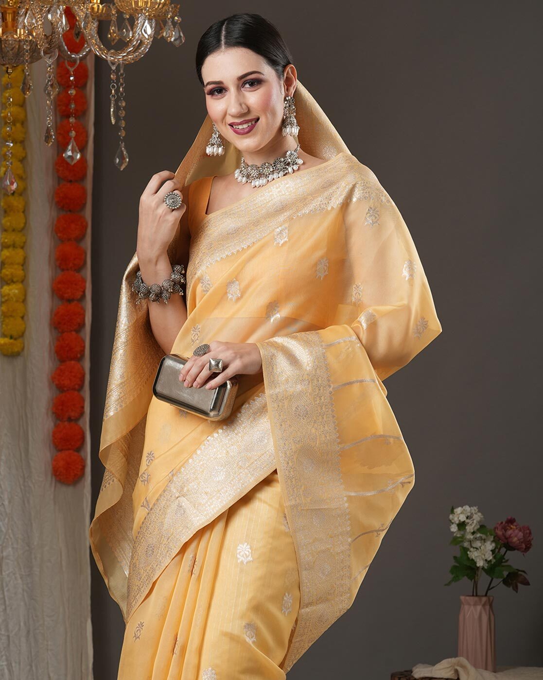 Beleaguer Yellow Soft Banarasi Silk Saree With Breathtaking