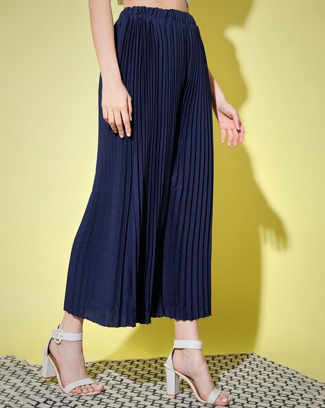 Buy online Navy Cotton Flared Palazzo from Skirts, tapered pants & Palazzos  for Women by Tag 7 for ₹849 at 73% off