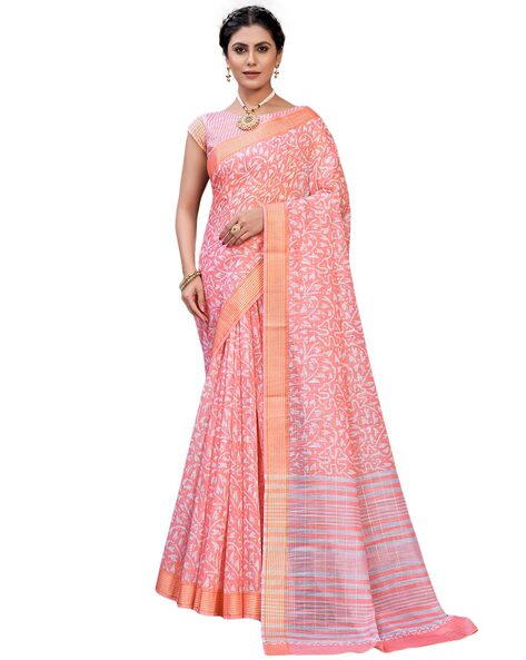 Buy Peach Sarees for Women by MRINALIKA FASHION Online