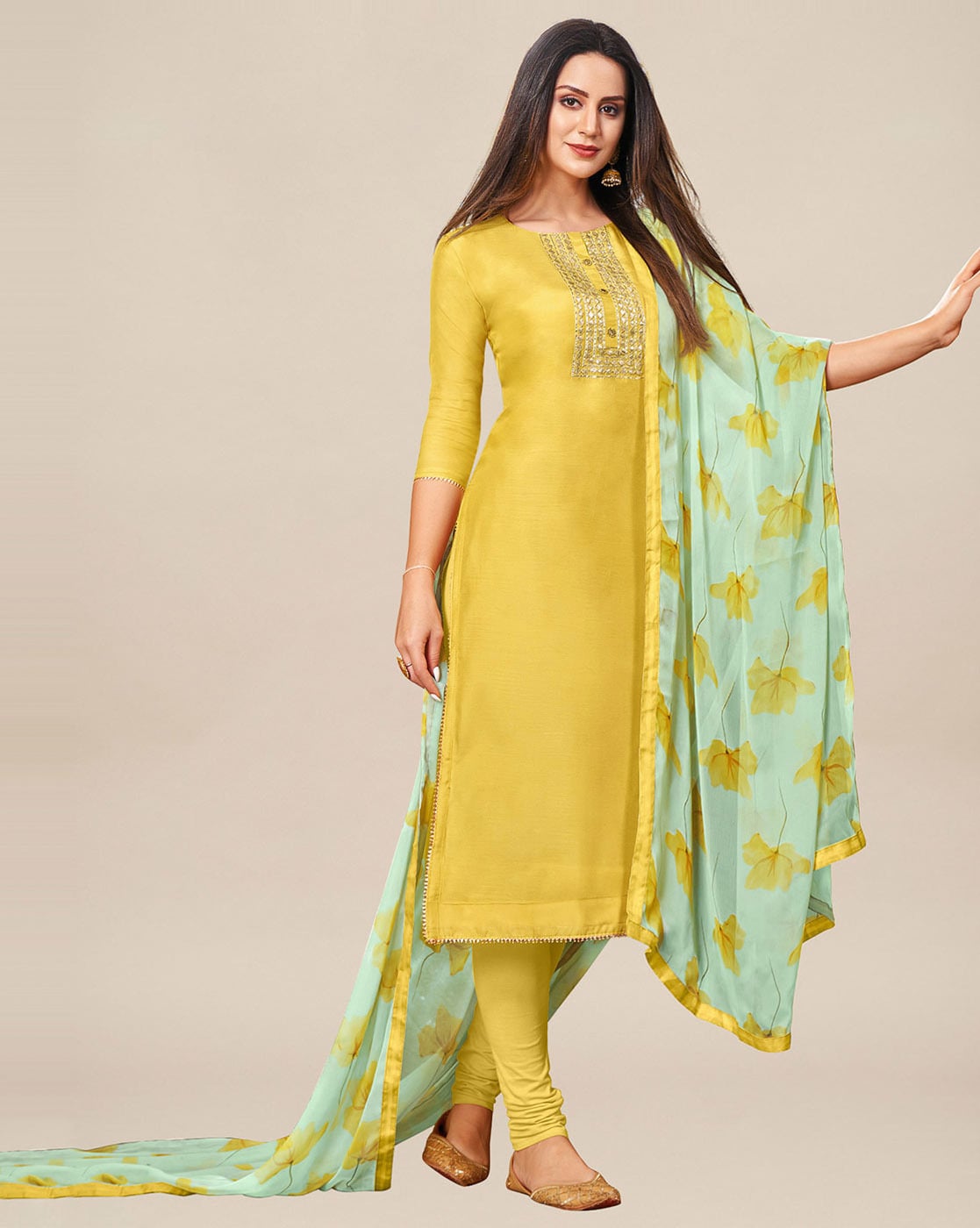 Excellent quality women's Kajree dress material. Model silk printed Diamond  work Top Cotton B… | Dress materials, Salwar suits party wear, Unstitched dress  material