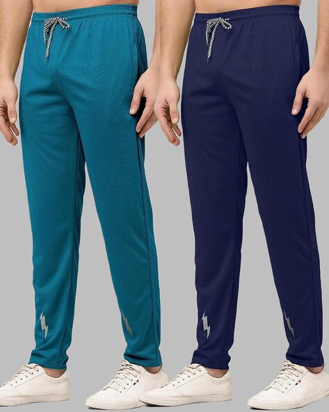 Men Straight Track Pants with Brand Print