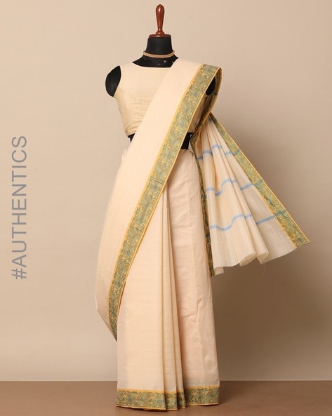 Borderless grey geometric patterned semi-silk cotton saree, contrast  intricately designed pallu