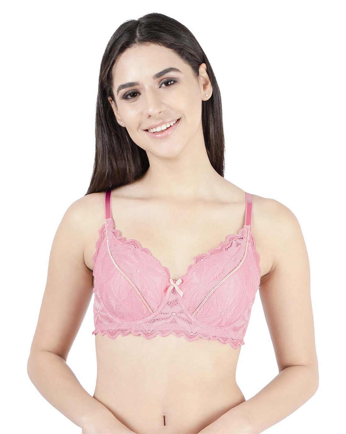 New Zero In Lace Padded Bra in Pink