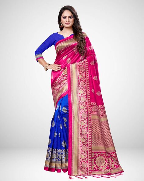 Get the beautiful Deep Pink Kanjivaram Saree - Karagiri