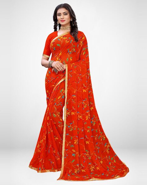 Buy Orange Sarees for Women by Saree mall Online