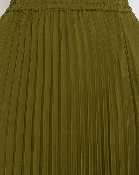 Olive green pleated clearance skirts