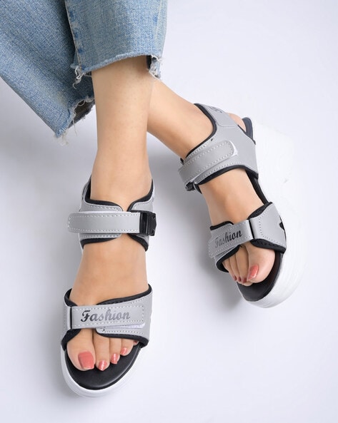 Buy Grey Sandals for Girls by Shoetopia Online