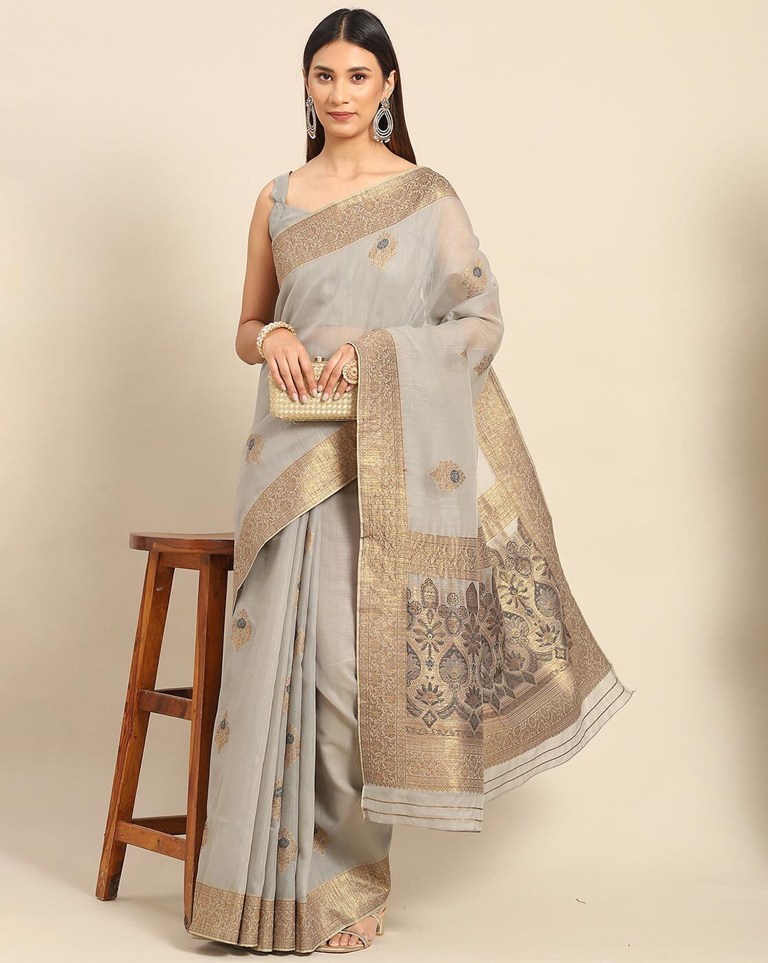 Buy Grey Sarees for Women by Saree mall Online