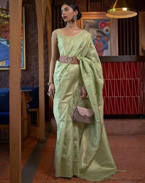 Light green georgette festival wear saree 6204