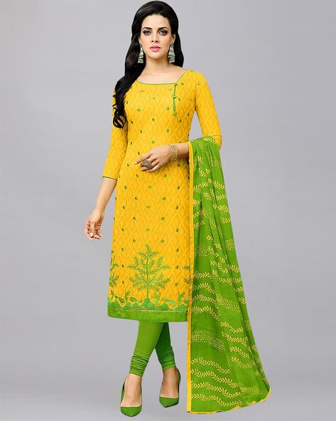The Secret Label - Bright yellow dress crafted in georgette, paired with a  green bandhini dupatta. Look for the Yellow And Green Georgette Dress With  Green Dupatta - Set Of Two Shop