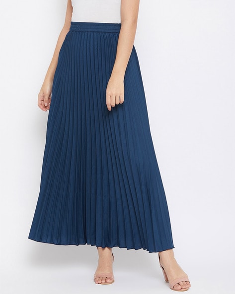 Blue Pleated Skirts for Women