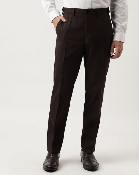 Buy Men Grey Textured Slim Fit Formal Trousers Online - 707759 | Peter  England