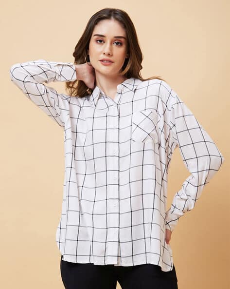 Checked Shirt Style Top