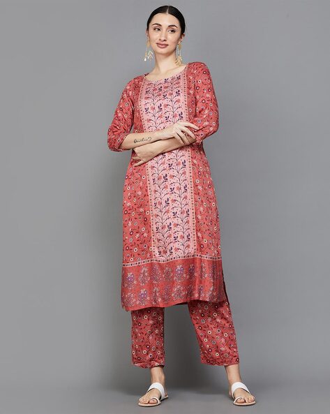 Buy Nuhh Pink Melange Kurta & Pant Set with Dupatta for Women Online @ Tata  CLiQ Luxury