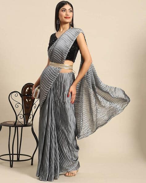 Saree mall Crushed Georgette Saree
