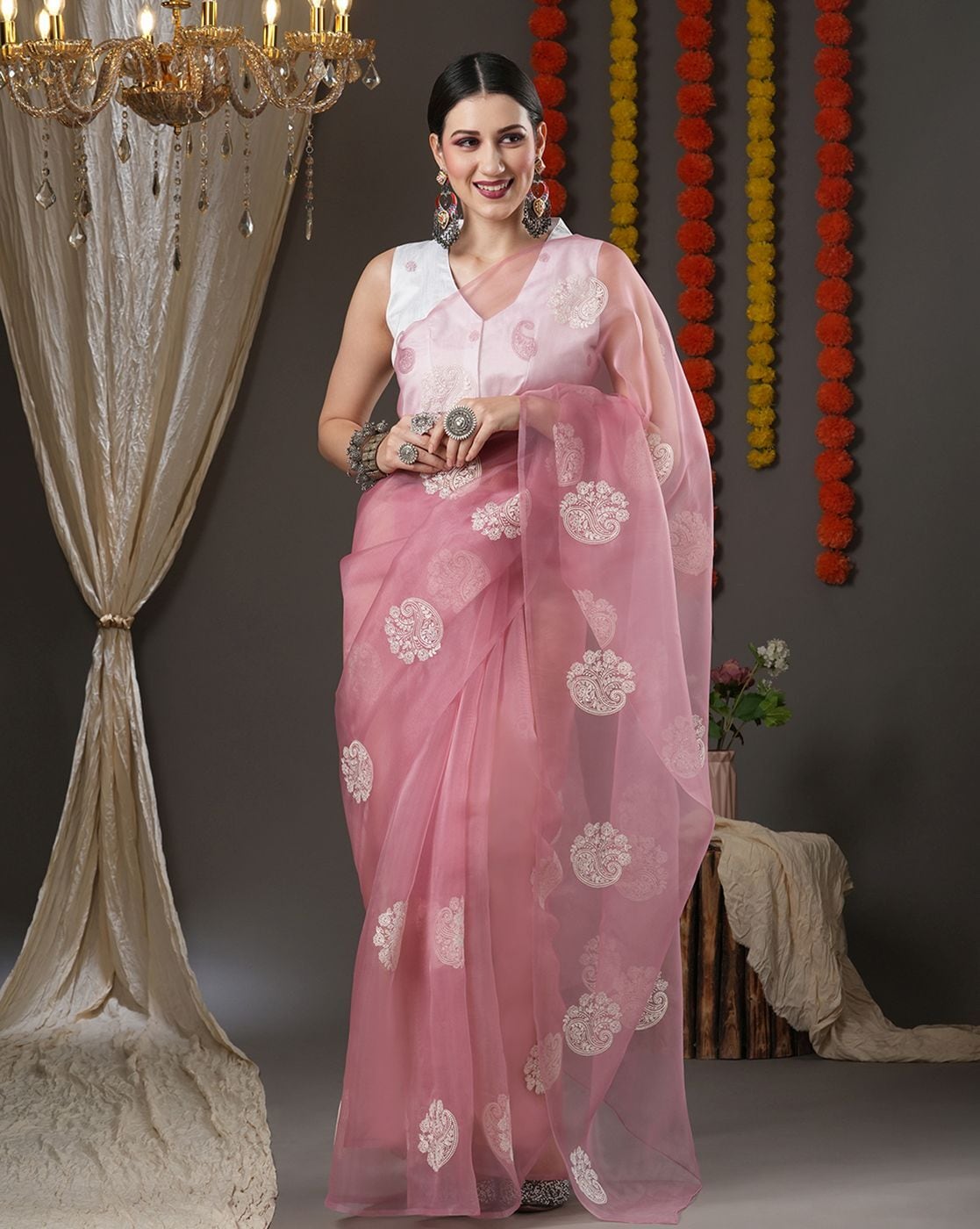 Devnaagri -Water pink Georgette Saree