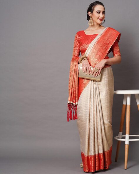 Cream Colour Wedding Sarees 2024 | www.vivalacabana.com