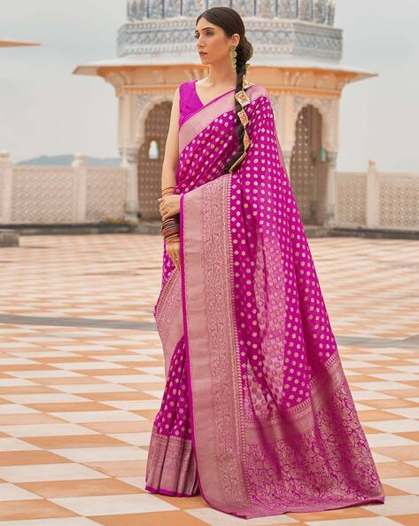 Magenta Banarasi Silk Sareeb Zari Weaving Work – Bahuji - Online Fashion &  Lifestyle Store