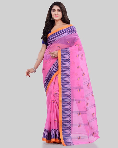 Traditional Pink and Majenta color Cotton fabric Saree : 1885428