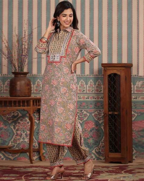 Buy Mustard Kurta Suit Sets for Women by Readiprint Fashions Online