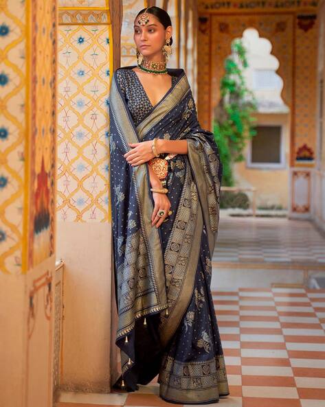 Lovely Peacock Green Dola Silk Designer Saree