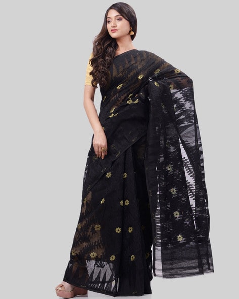 Dhakai Jamdani Saree, Black at Rs 1499 in Santipur | ID: 2850712933255