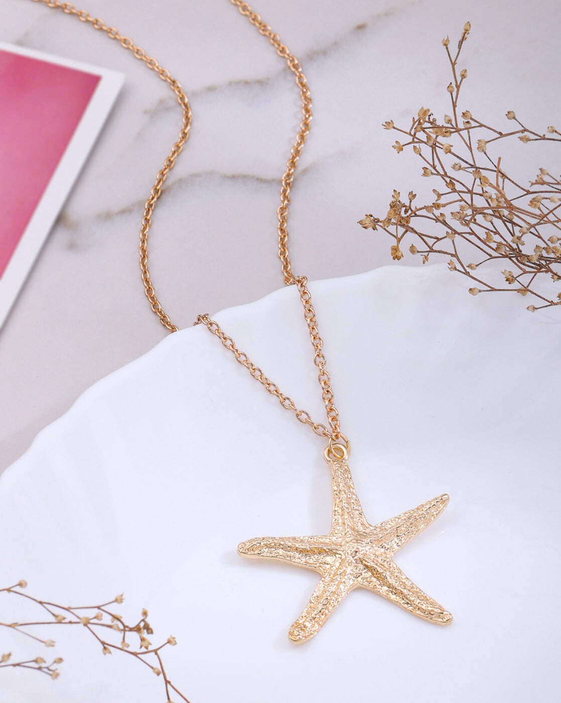 18K Gold Starfish Pendant, Gold Starfish Necklace, Beach Pendant, Beach  Necklace | eBay