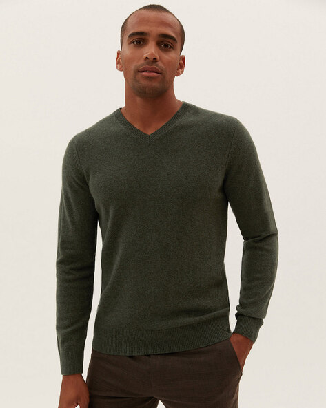 Marks and spencer v neck jumper mens sale