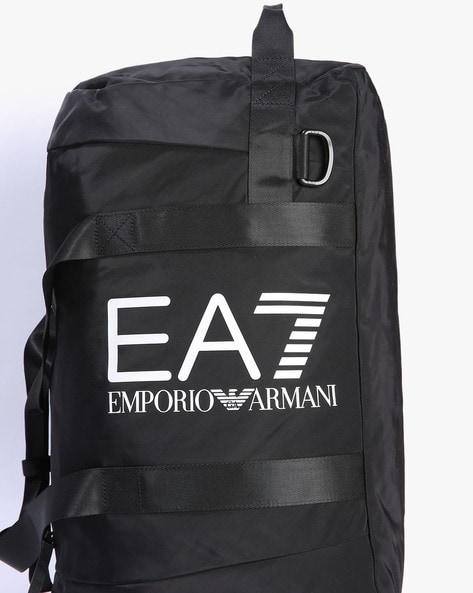 Buy EA7 Emporio Armani Gym Bag with Maxi Contrast Logo Print Black Color Men AJIO LUXE