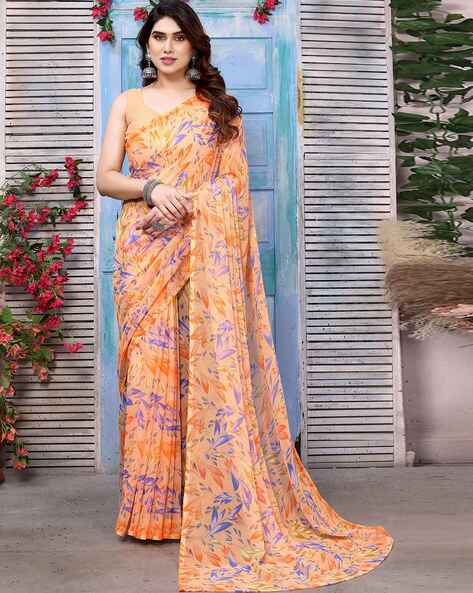 Buy Orange Sarees for Women by SATRANI Online