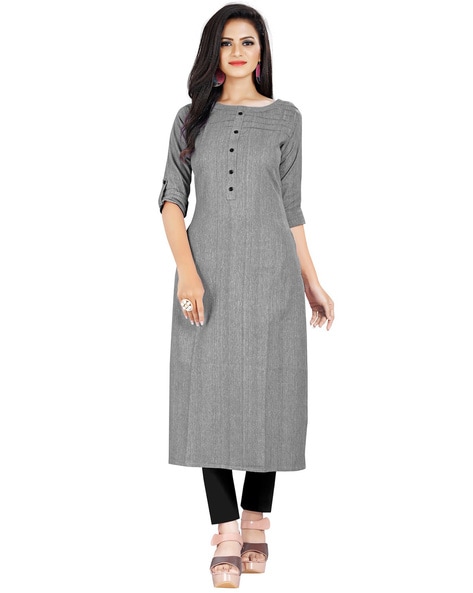Cotton Round Neck A Line Plain Kurti at Rs 395/piece in Jaipur | ID:  19508709933