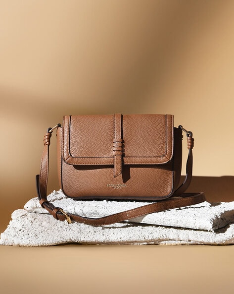 Embossed Leather Multipurpose Sling Bag - Brown - ArtisanSoul