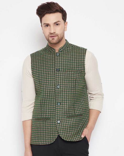 Green top check waistcoat