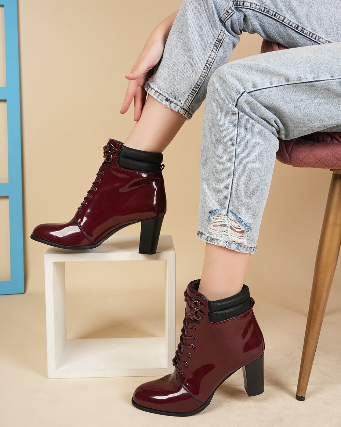 Office burgundy 2025 ankle boots