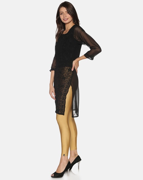 Buy PINKSHELL Shimmer Ankle Length Pajami, Golden Shimmer/Trendy Regular  fit Legging, Shinney fit Western Style Stretch Knit for Girls/Women, Fancy  Stylish for Ladies (Large, Gold Black) Online In India At Discounted Prices