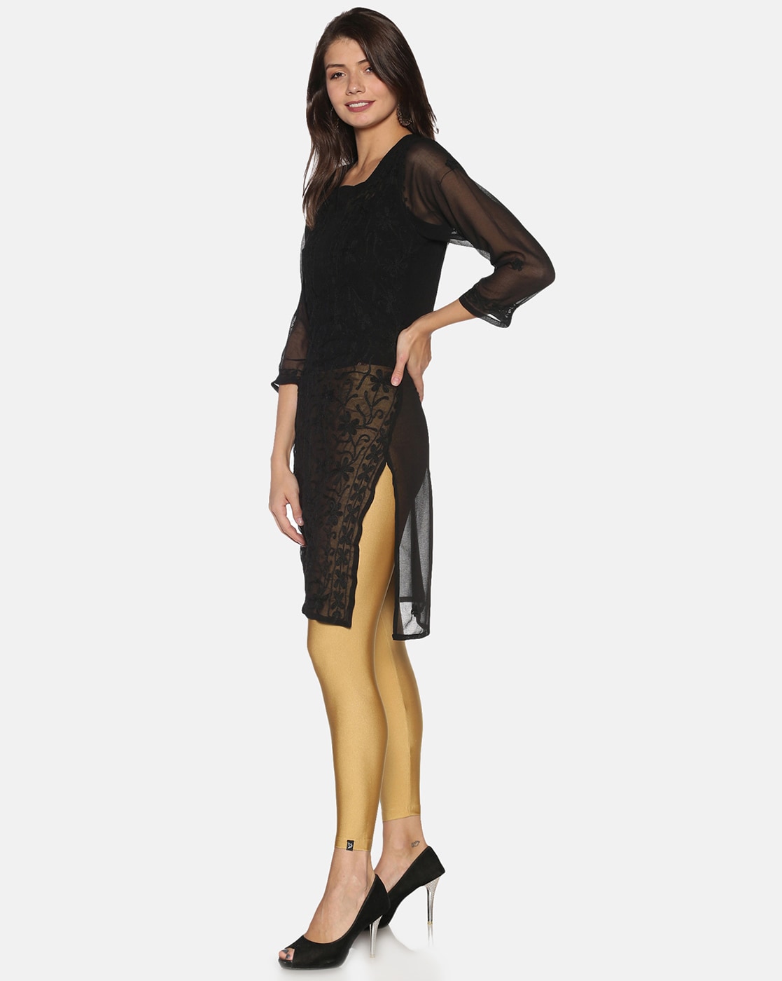 Buy Gold Shimmer Skin Fit Tights Online - Aurelia