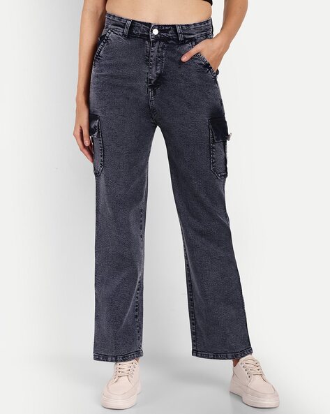 UNIQUE Light Blue Mid Rise Wide Leg Jeans