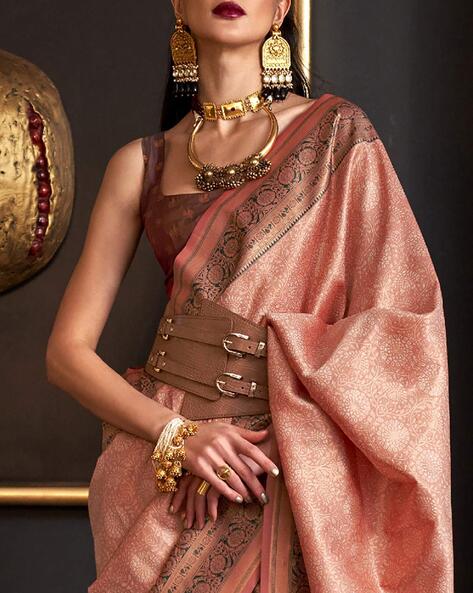 Peach Saree - Buy Peach Color Designer Saree Online at Kreeva