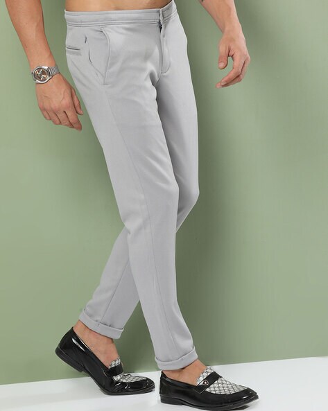 Slim Fit B-91 Formal Light Grey Textured Trouser - Street