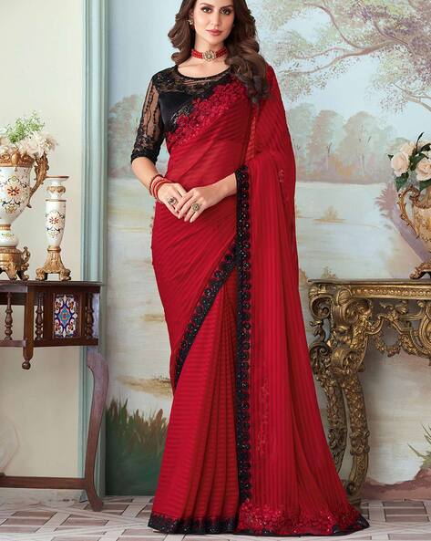 Red Saree with sleeveless blouse – Apeksha The Label-hancorp34.com.vn