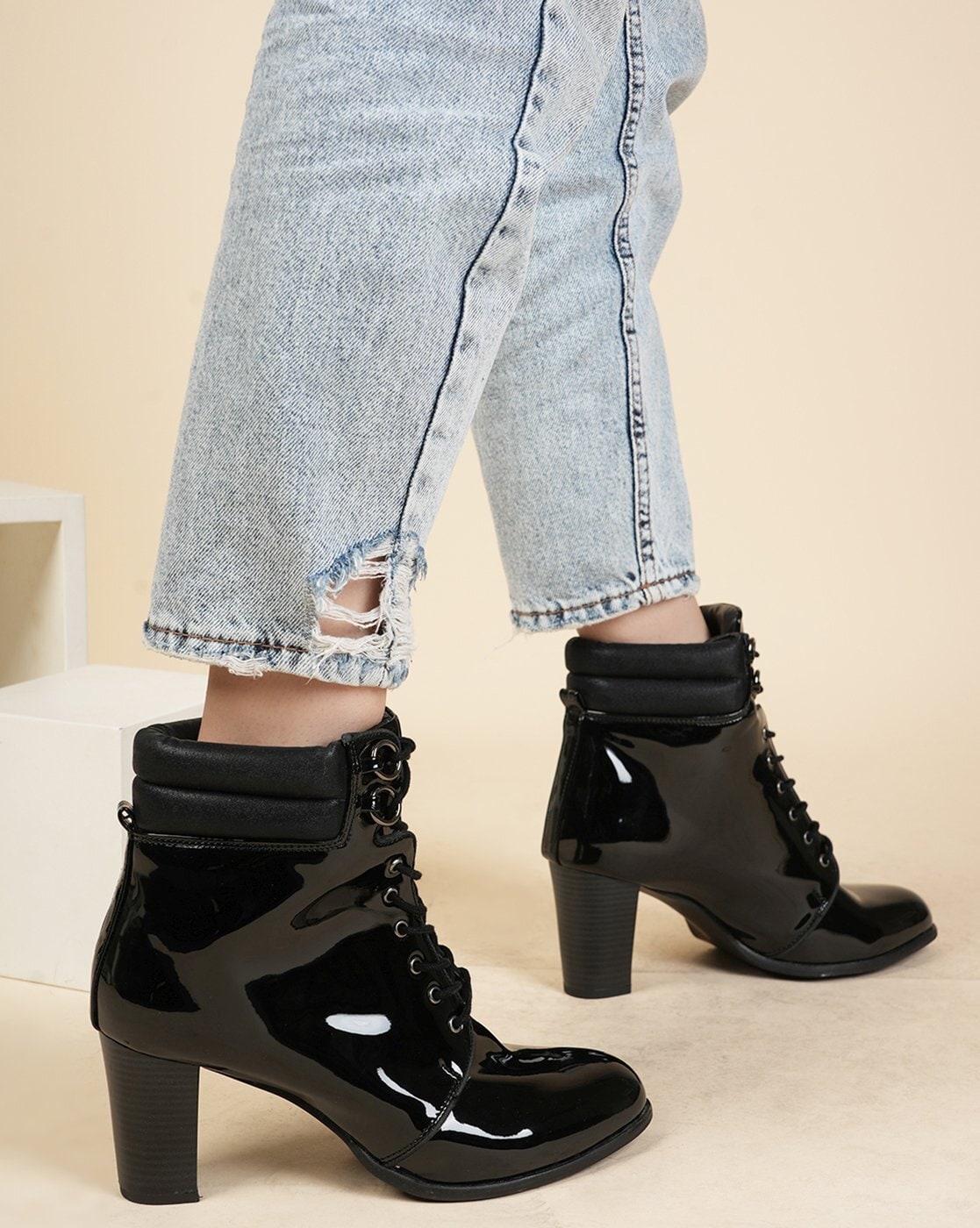 Leather Ankle Boots Women Fashion Lace Up Shoes Low Heels Party Short Shoes  - My Online Collection Store at Rs 4115.12, Bengaluru | ID: 2851553445333