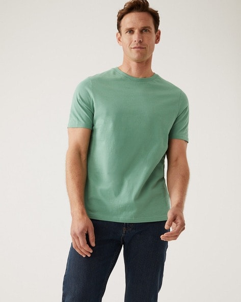 MARKS & SPENCER Washed/Ombre Men Round Neck Blue T-Shirt - Buy MARKS &  SPENCER Washed/Ombre Men Round Neck Blue T-Shirt Online at Best Prices in  India