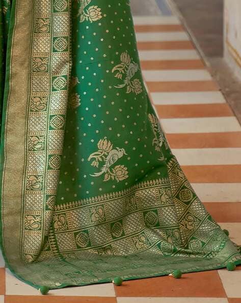 Pure Mysore Silk Sari With 120 Gram Mango and Peacock Design With Running  Blouse Piece - Etsy