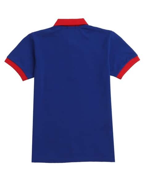Blue Polo Red Collar Polo Cotton T Shirt (Navy Blue)