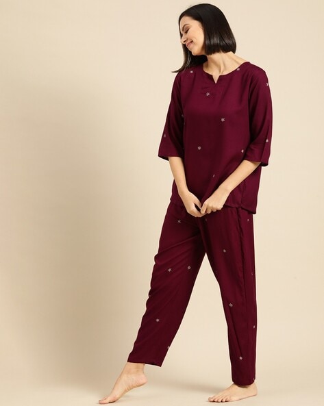 Silk Comfy All Over Day Wear Pajamas, Silk Pyjamas, Stylish Look