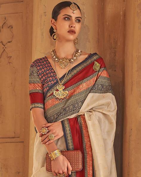 PEACOCK DESIGN BEST PRICE LIGHT WEIGHT ( KHADI -ART SILK MIX MATERIAL),  SKIN FRIENDLY SAREE WITH UNSTICHED
