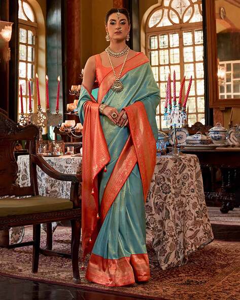 Buy Blue Sarees for Women by Ri-wah Online | Ajio.com