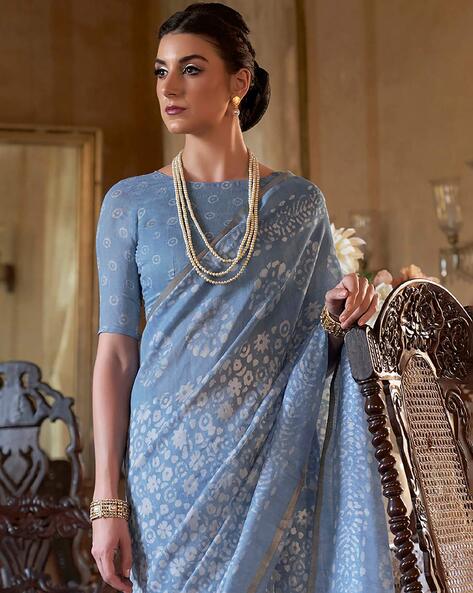 Sky Blue Saree | Buy Indian Sky Blue Color Sarees Online | KalaNiketan