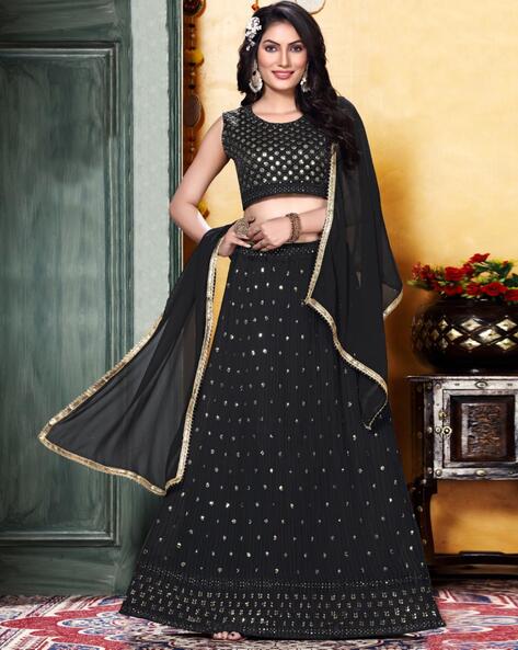Buy online Black Stitched Flared Lehenga from ethnic wear for Women by  Scakhi for ₹13499 at 50% off | 2024 Limeroad.com